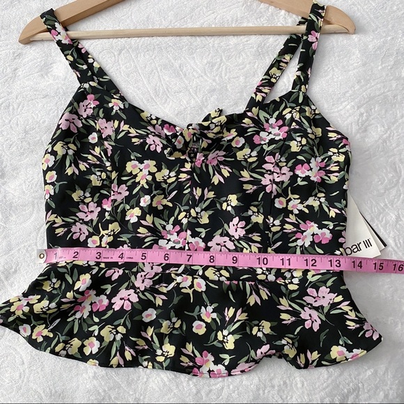 NWT Bar III Floral Cropped Peplum Cut Out Bow Chest Tank Top - Picture 6 of 11